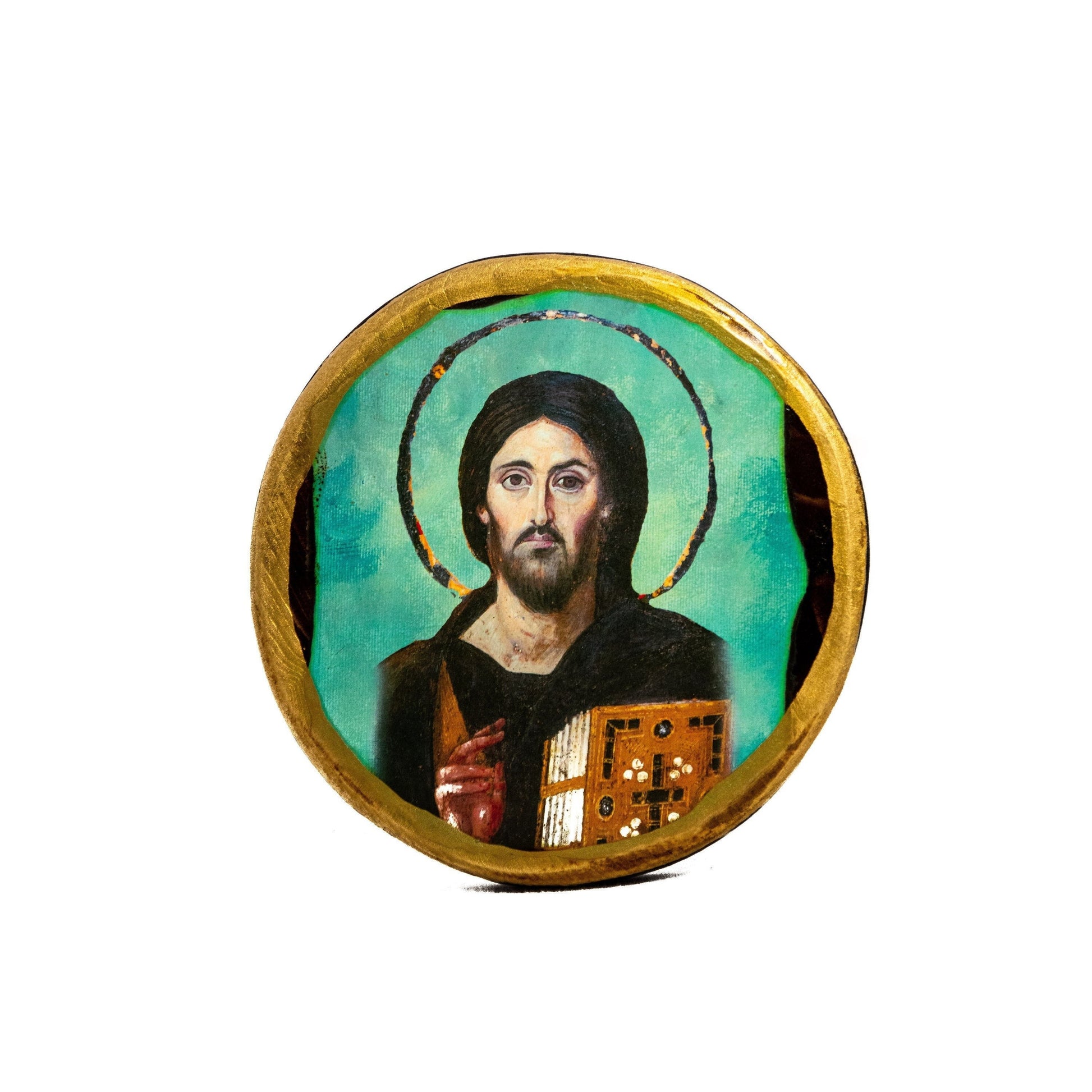 Jesus Christ icon Sina, Handmade Greek Orthodox icon of Jesus Christ Sinai, Byzantine art wall hanging on wood plaque, religious decor TheHolyArt