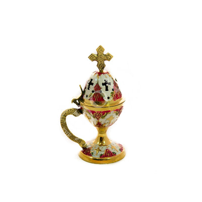 Christian Brass Resin Incense Burner, Greek Orthodox Thurible Incense holder, Metal Byzantine Home Censer Perfume burner, religious decor - TheHolyArt