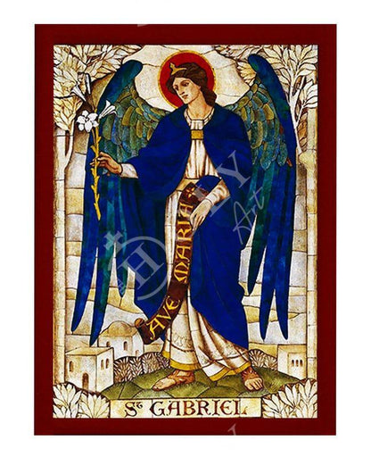 Archangel Gabriel icon, Handmade Greek Orthodox icon of St Gabriel, Byzantine art wall hanging on wood plaque, religious decor - TheHolyArt