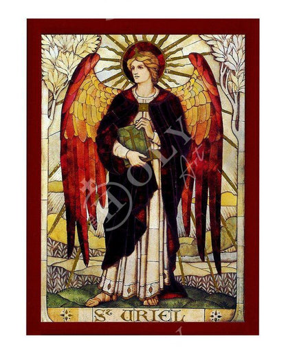 Archangel Uriel icon, Handmade Greek Orthodox icon of St Uriel, Byzantine art wall hanging on wood plaque religious icon, religious gift - TheHolyArt