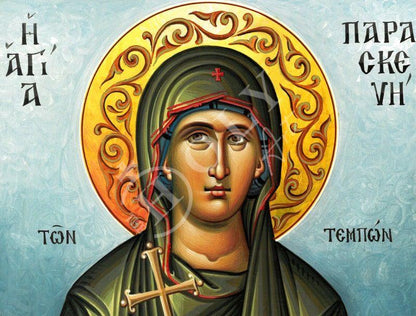Saint Paraskevi icon, Handmade Greek Orthodox icon of St Paraskevi of Rome, Byzantine art wall hanging icon plaque, religious decor - TheHolyArt