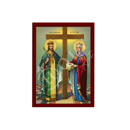 Saint Constantine icon & Saint Helen icon, Handmade Greek Christian Orthodox Icon, St Constantine and Helen Byzantine art wall hanging - TheHolyArt