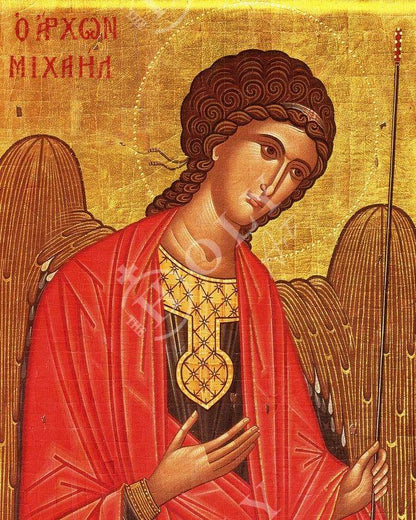 Archangel Michael icon, Handmade Greek Orthodox icon of St Michael, Byzantine art wall hanging on wood plaque religious icon, religious gift (2) - TheHolyArt