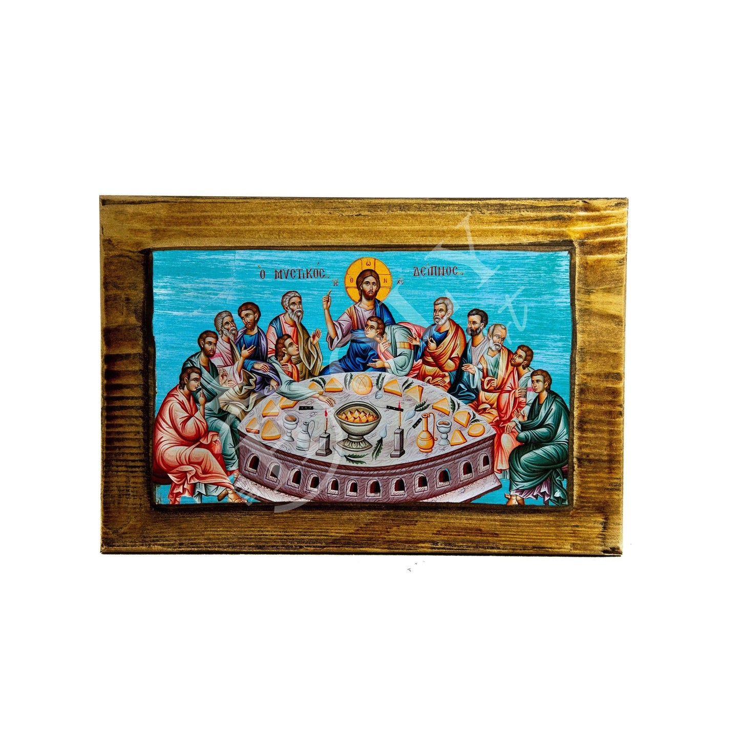 The Last Supper icon, Holy Communion Handmade Greek Orthodox icon, Byzantine art wall hanging on wood plaque, religious home decor TheHolyArt