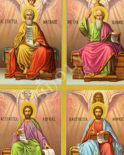 Apostle John Evangelist Apostle Matthew Apostle Mark Apostle Luke icon Handmade Greek Orthodox icon Byzantine art wall hanging wood plaque - TheHolyArt