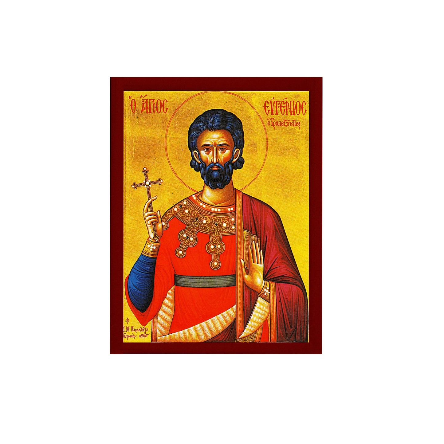 Saint Eugene icon Handmade Greek Orthodox icon of St Eugenios of Trebizond Byzantine art wall hanging on wood plaque icon religious gift TheHolyArt