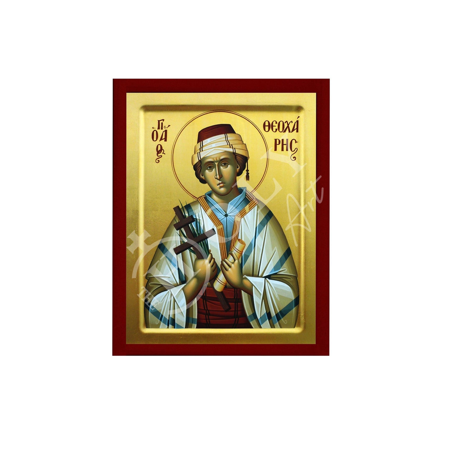 Saint Theocharis icon, Handmade Greek Orthodox icon St Theocharis the Cappadocian Byzantine art wall hanging wood plaque icon religious gift TheHolyArt