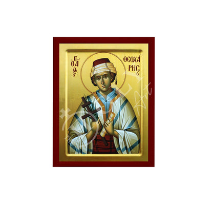 Saint Theocharis icon, Handmade Greek Orthodox icon St Theocharis the Cappadocian Byzantine art wall hanging wood plaque icon religious gift - TheHolyArt