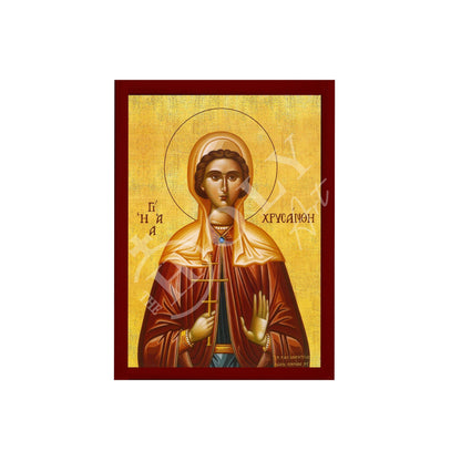 Saint Chrysanthi icon, Handmade Greek Orthodox icon of St Chrisanthi, Byzantine art wall hanging icon wood plaque, religious gift - TheHolyArt
