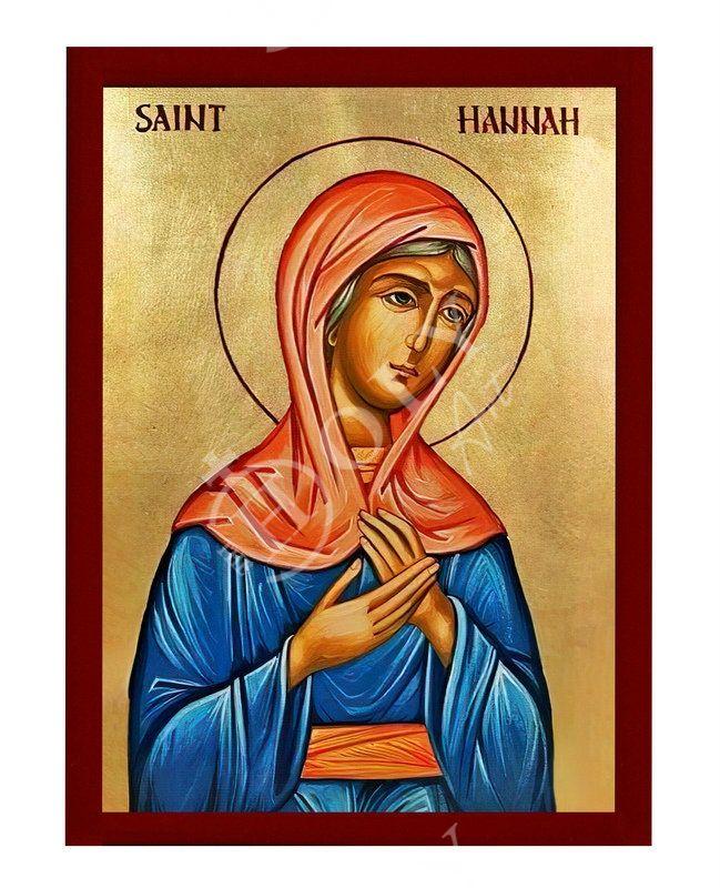 Saint Hannah icon, Handmade Greek Orthodox icon of St Hannah mother of Samuel Byzantine art wall hanging icon wood plaque, religious gift TheHolyArt