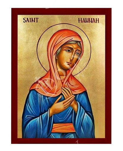 Saint Hannah icon, Handmade Greek Orthodox icon of St Hannah mother of Samuel Byzantine art wall hanging icon wood plaque, religious gift - TheHolyArt