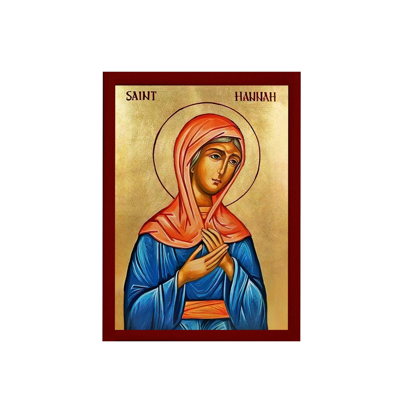 Saint Hannah icon, Handmade Greek Orthodox icon of St Hannah mother of Samuel Byzantine art wall hanging icon wood plaque, religious gift TheHolyArt