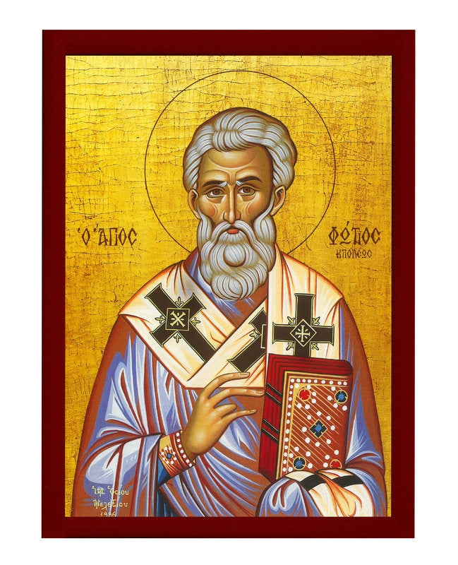 Saint Photios icon, Handmade Greek Orthodox icon of St Photius The Great Byzantine art wall hanging icon wood plaque, religious gift TheHolyArt