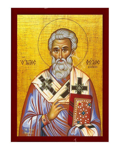 Saint Photios icon, Handmade Greek Orthodox icon of St Photius The Great Byzantine art wall hanging icon wood plaque, religious gift - TheHolyArt