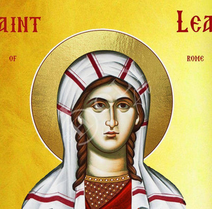 Saint Lea icon, Handmade Greek Orthodox icon of St Lea of Rome Byzantine Catholic art wall hanging icon wood plaque religious christian gift - TheHolyArt