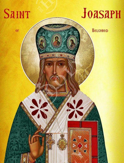 Saint Joasaph icon, Handmade Greek Orthodox icon of St Joasaph of Belgorod, Byzantine art wall hanging icon wood plaque, religious gift - TheHolyArt