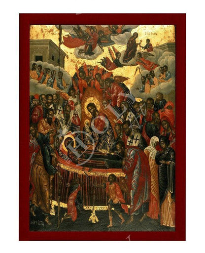 Dormition of Virgin Mary icon, Handmade Greek Orthodox Icon of Theotokos Assumption, Mother of God Byzantine art wall hanging plaque icon (3) - TheHolyArt