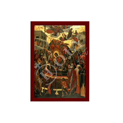 Dormition of Virgin Mary icon, Handmade Greek Orthodox Icon of Theotokos Assumption, Mother of God Byzantine art wall hanging plaque icon (3) - TheHolyArt