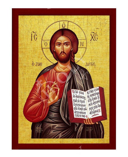 Jesus Christ icon Lifegiver, Handmade Greek Orthodox icon of our Lord, Byzantine art wall hanging on wood plaque, religious icon home decor - TheHolyArt