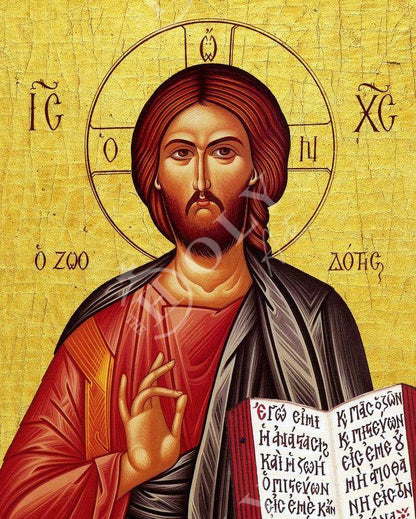 Jesus Christ icon Lifegiver, Handmade Greek Orthodox icon of our Lord, Byzantine art wall hanging on wood plaque, religious icon home decor - TheHolyArt