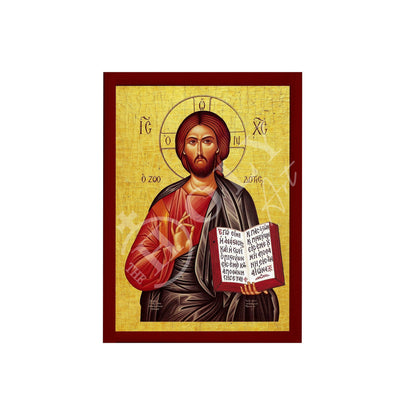 Jesus Christ icon Lifegiver, Handmade Greek Orthodox icon of our Lord, Byzantine art wall hanging on wood plaque, religious icon home decor - TheHolyArt