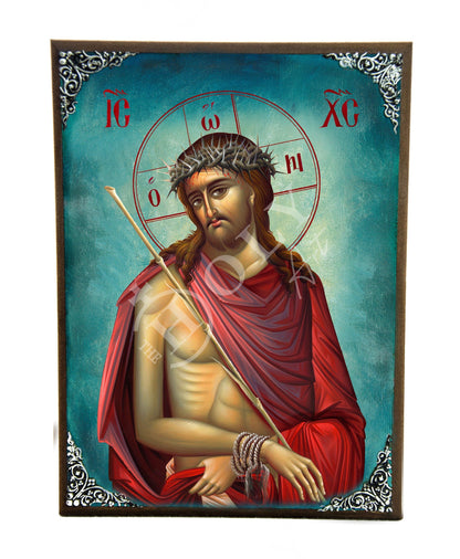 Jesus Christ icon Nymphios, Handmade Greek Orthodox icon of our Lord, Byzantine art wall hanging on wood plaque, religious icon home decor - TheHolyArt