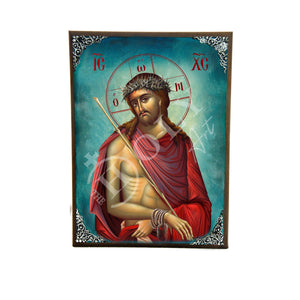 Jesus Christ icon Nymphios, Handmade Greek Orthodox icon of our Lord, Byzantine art wall hanging on wood plaque, religious icon home decor - TheHolyArt