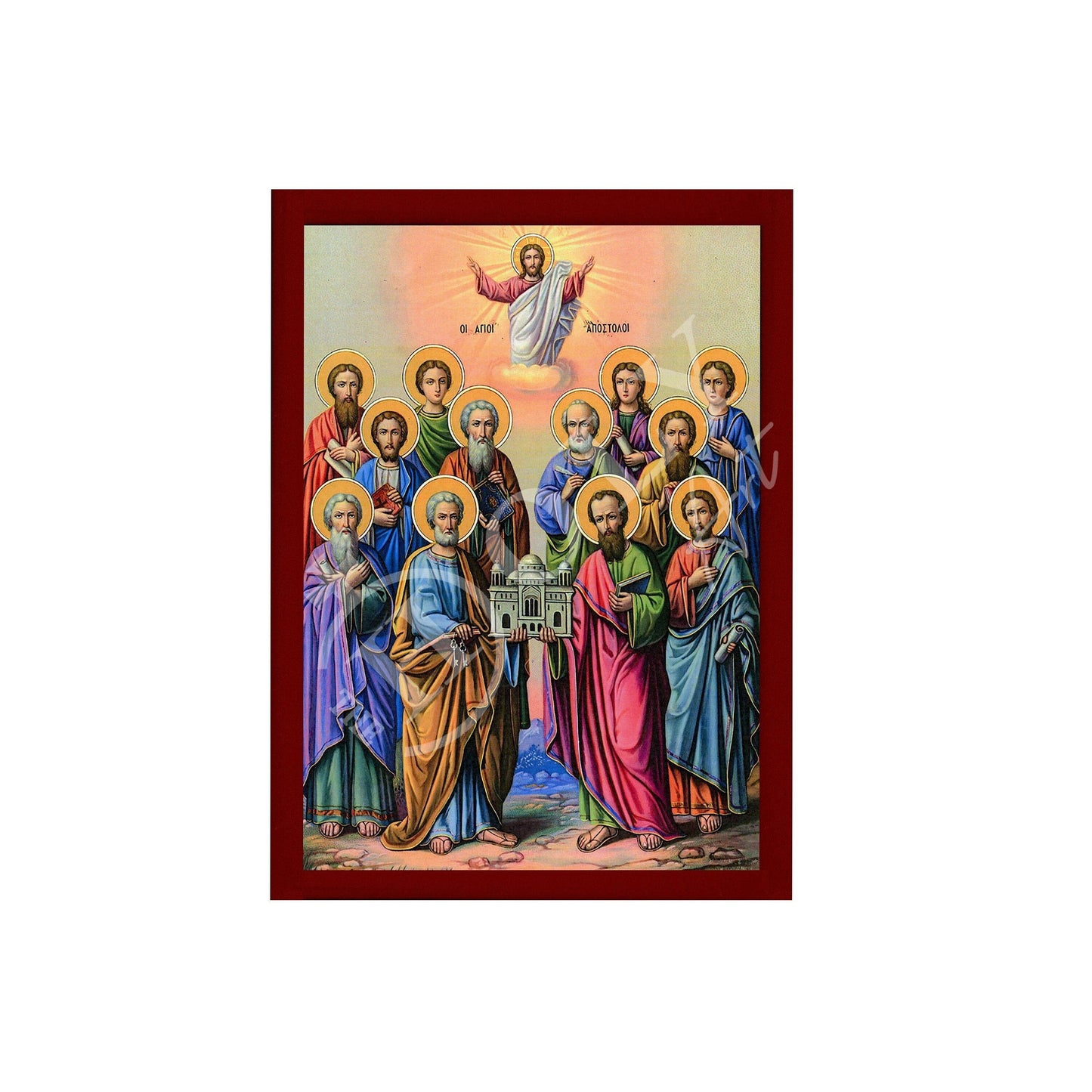 Synaxis of the Apostles icon, Handmade Greek Orthodox Icon of the Gathering of the 12 Apostles, Byzantine art wall hanging wood plaque TheHolyArt