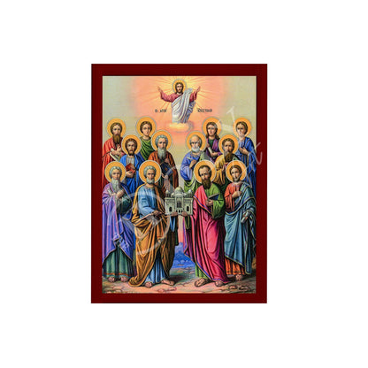 Synaxis of the Apostles icon, Handmade Greek Orthodox Icon of the Gathering of the 12 Apostles, Byzantine art wall hanging wood plaque - TheHolyArt