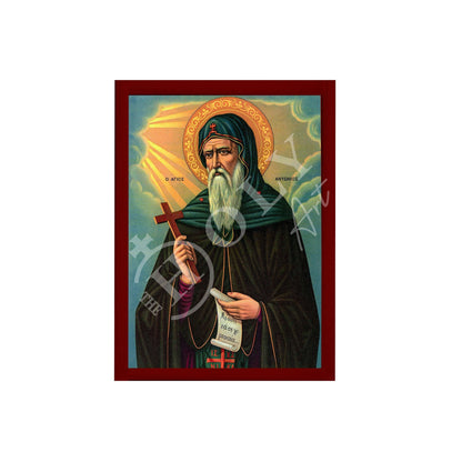 Saint Anthony icon, Handmade Greek Orthodox icon of Saint Antonius, Byzantine art wall hanging wood plaque icon, religious gift decor - TheHolyArt
