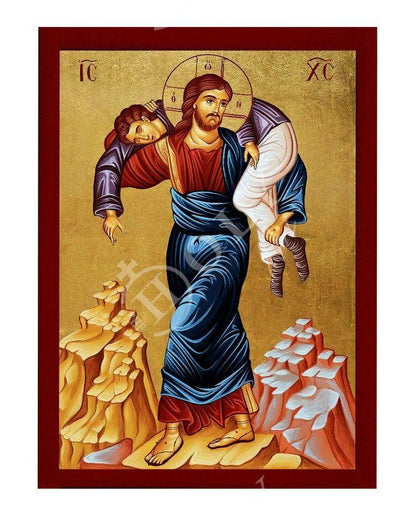 Jesus Christ icon The Good Samaritan, Handmade Greek Orthodox icon of our Lord, Byzantine art wall hanging on wood plaque, religious decor - TheHolyArt