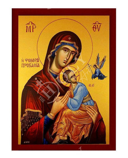 Virgin Mary icon Panagia Fovera Prostasia, Handmade Greek Orthodox Icon, Mother of God Byzantine art, Theotokos wall hanging wood plaque - TheHolyArt