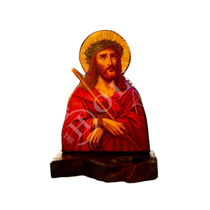 Christian Iconostasis with Jesus Christ Nymphios 30x22cm, Handmade Orthodox shrine of Our Lord, Byzantine altar wall hanging wood plaque - TheHolyArt