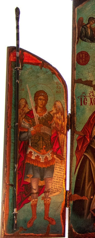 Christian Iconostasis Virgin Mary Glykophilousa Archangel Michael Archangel Gabriel icon Handmade Canvas Mt Athos wooden Altar Orthodox Icon TheHolyArt