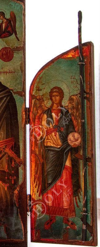 Christian Iconostasis Virgin Mary Glykophilousa Archangel Michael Archangel Gabriel icon Handmade Canvas Mt Athos wooden Altar Orthodox Icon - TheHolyArt