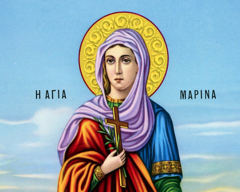 Saint Marina icon, Handmade Greek Orthodox icon of St Marina of Antioch the Martyr, Byzantine art wall hanging, religious gift TheHolyArt