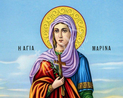 Saint Marina icon, Handmade Greek Orthodox icon of St Marina of Antioch the Martyr, Byzantine art wall hanging, religious gift - TheHolyArt