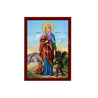Saint Marina icon, Handmade Greek Orthodox icon of St Marina of Antioch the Martyr, Byzantine art wall hanging, religious gift - TheHolyArt