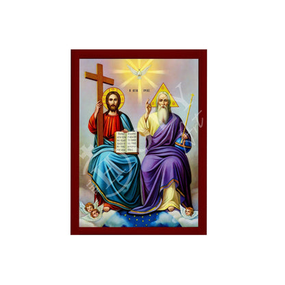 The Holy Trinity icon, Jesus Christ Handmade Greek Orthodox icon, Byzantine art wall hanging on wood plaque religious icon, wedding gift - TheHolyArt