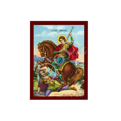 Saint Demetrius icon, Handmade Greek Orthodox icon of St Demetrios, Byzantine art wall hanging icon on wood plaque, religious decor - TheHolyArt