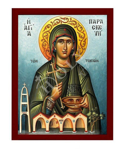 Saint Paraskevi icon, Handmade Greek Orthodox icon of St Paraskevi of Rome, Byzantine art wall hanging icon plaque, religious decor - TheHolyArt