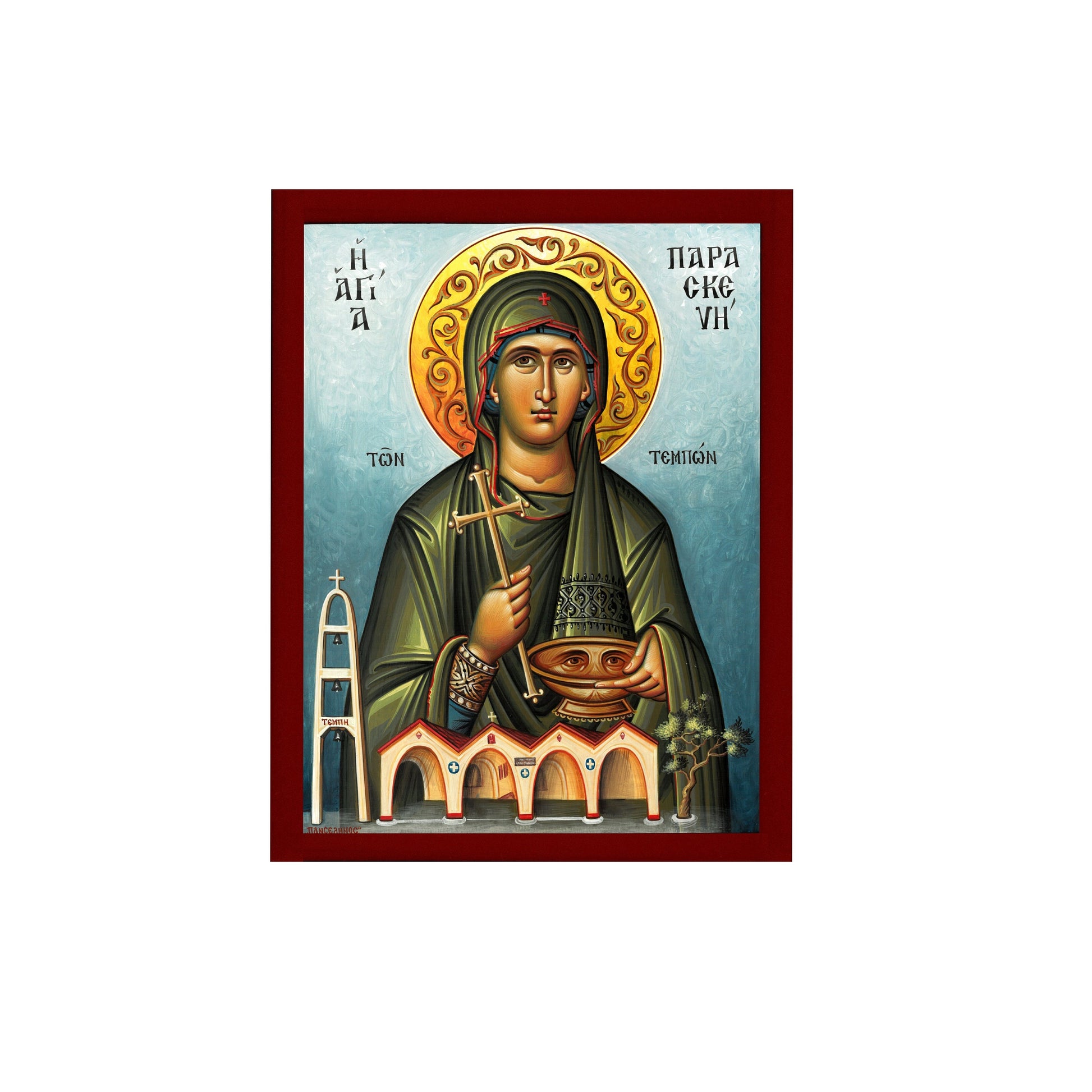 Saint Paraskevi icon, Handmade Greek Orthodox icon of St Paraskevi of Rome, Byzantine art wall hanging icon plaque, religious decor TheHolyArt