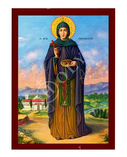 Saint Paraskevi icon, Handmade Greek Orthodox icon of St Paraskevi of Rome, Byzantine art wall hanging icon plaque, religious decor - TheHolyArt