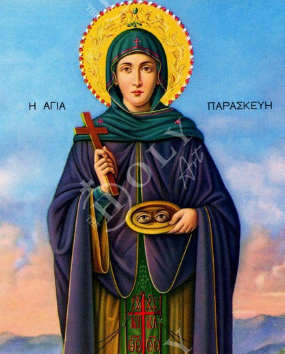 Saint Paraskevi icon, Handmade Greek Orthodox icon of St Paraskevi of Rome, Byzantine art wall hanging icon plaque, religious decor - TheHolyArt