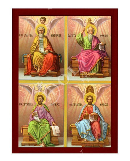 Apostle John Evangelist Apostle Matthew Apostle Mark Apostle Luke icon Handmade Greek Orthodox icon Byzantine art wall hanging wood plaque - TheHolyArt