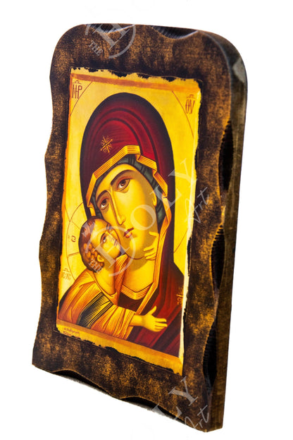 Virgin Mary icon Panagia Glykophilousa, Handmade Greek Orthodox Icon, Mother of God Byzantine art, Theotokos wall hanging wood plaque - TheHolyArt