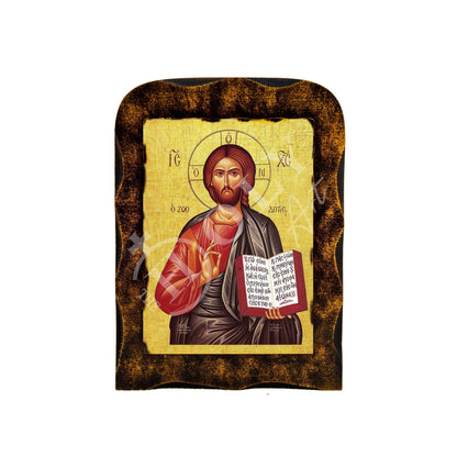 Jesus Christ icon, Handmade Greek Orthodox icon of our Lord, Byzantine religious wood plaque - TheHolyArt