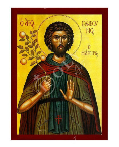 Saint Euphrosynus icon, Handmade Greek Orthodox icon St Euphrosynus the Cook Byzantine art wall hanging on wood plaque icon religious gift - TheHolyArt
