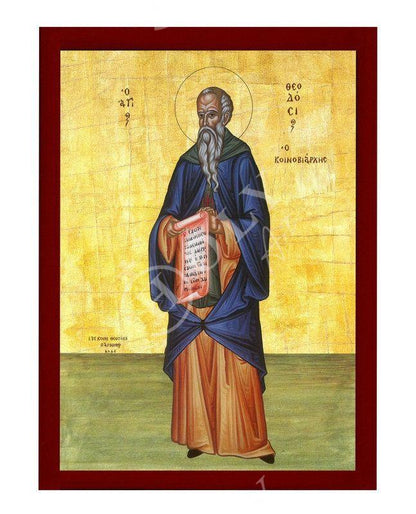 Saint Theodosius icon, Handmade Greek Orthodox icon St Theodosius the Great Byzantine art wall hanging on wood plaque icon religious gift - TheHolyArt