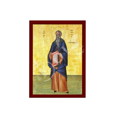 Saint Theodosius icon, Handmade Greek Orthodox icon St Theodosius the Great Byzantine art wall hanging on wood plaque icon religious gift - TheHolyArt